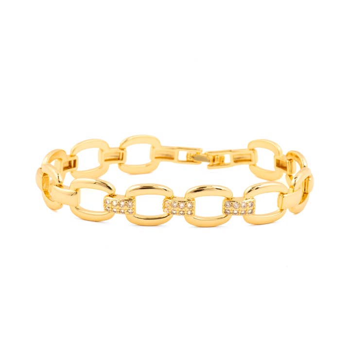 Pulsera Luxenter de circonita brillante acabado en oro amarillo de 18k - Insio para venta al por mayor de Luxenter