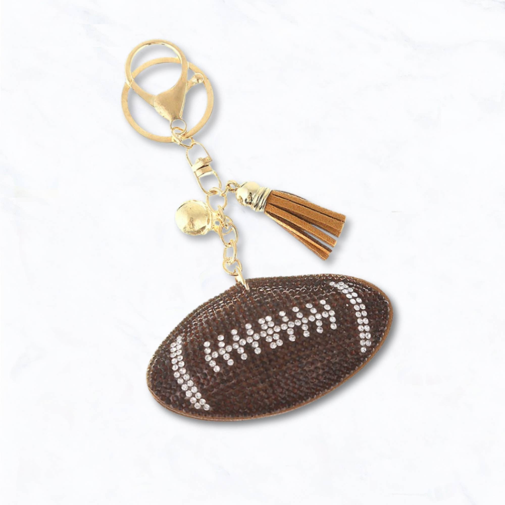 Suzie Q USA – wholesale Keychain – Women's – Rhinestone Football Keychain with Tassel