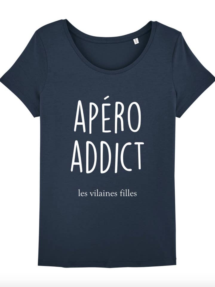 Les Vilaines Filles – Großhandel T-Shirt mit Siebdruck – Damen – Bio-Rundhals-T-Shirt Apero Addict2