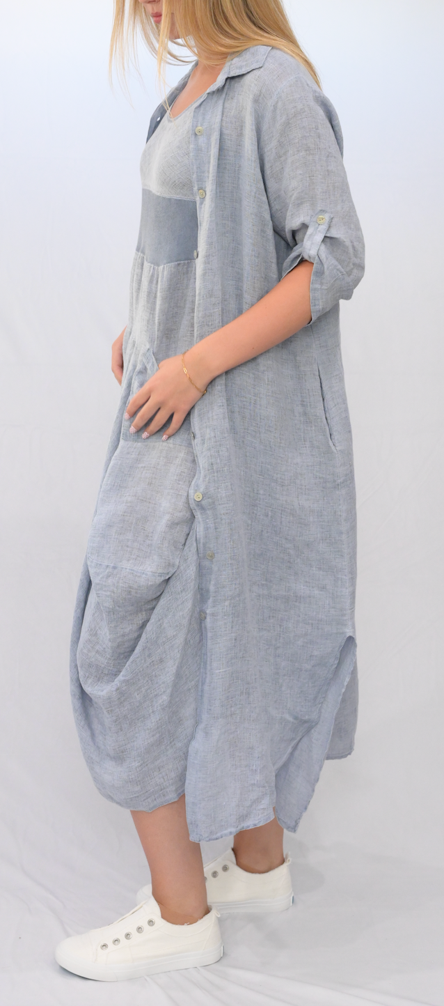 Merci Marie - Wholesale Dress - Women's - Linen Tank Gathered Dress #467014