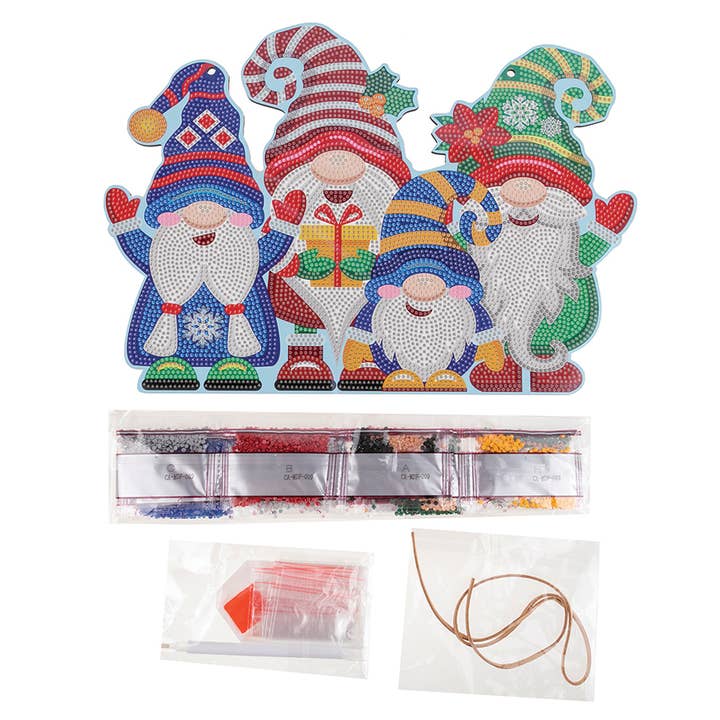 Outset Games and Cobble Hill Puzzles - Wholesale DIY Craft Kit - Crystal Art Deco Kit: Hanging Gnomes1