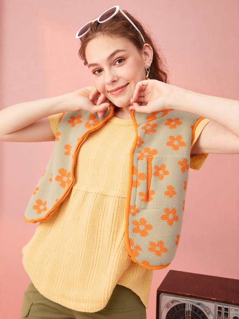 VERY J – Engroshandel Vest - Dame – NJ90128-trykt sød fleece vest24