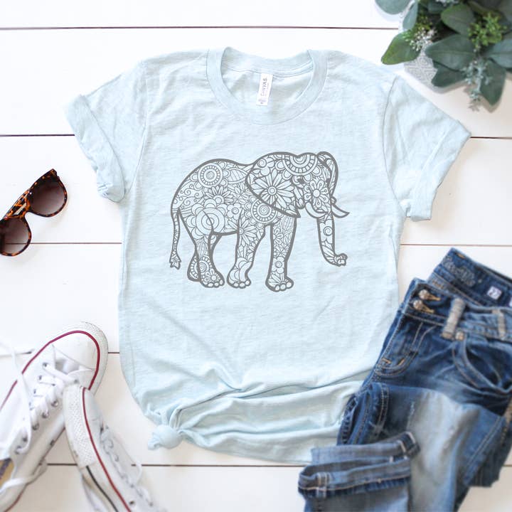 Bama Screens - Wholesale Sublimation Transfer - Elephant Zentangle Grey #A91