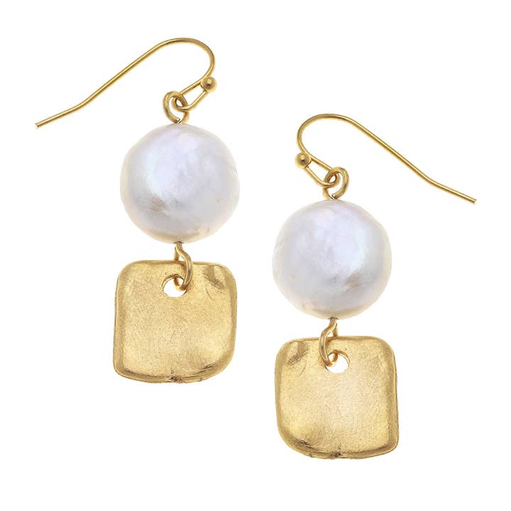Gold with Freshwater Pearl Earring for wholesale by Susan Shaw