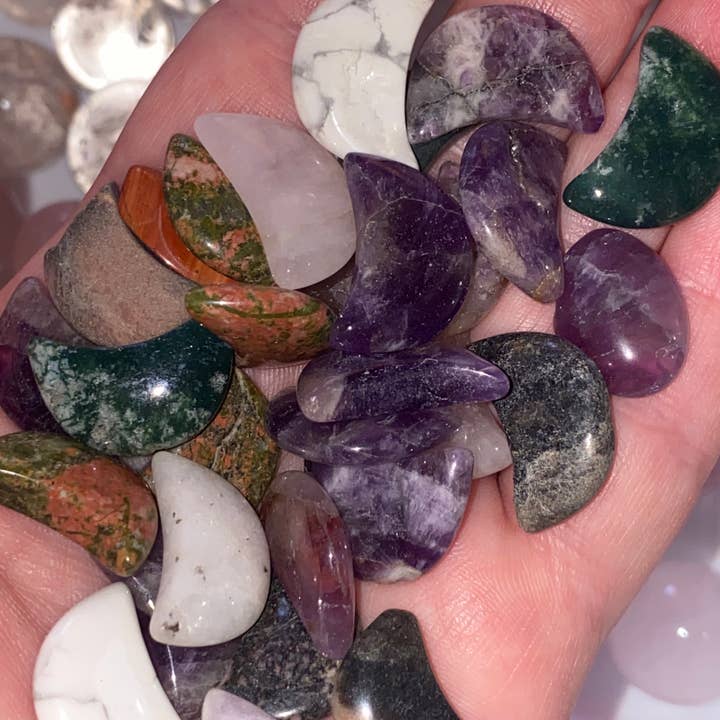 Moon River Designs - Wholesale Spiritual Stone/Crystal - Mini Mystery Crystal Half Moons Crystal Moons
1