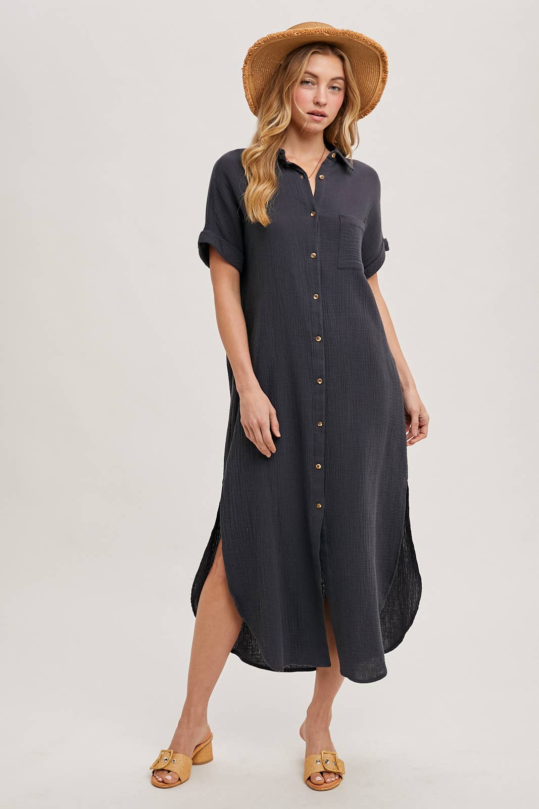 Bluivy - Wholesale Dress - Women's - BUTTON UP MAXI SHIRT DRESS WITH POCKET4