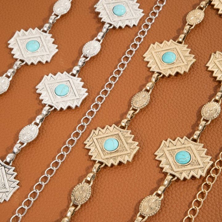 Diamond Shape Western Concho Chain Belt for wholesale by Collections by Fame Accessories