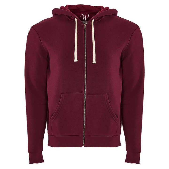 EWC 960M Maroon French Terry Zip Up Hoodie for wholesale by Ethan Williams