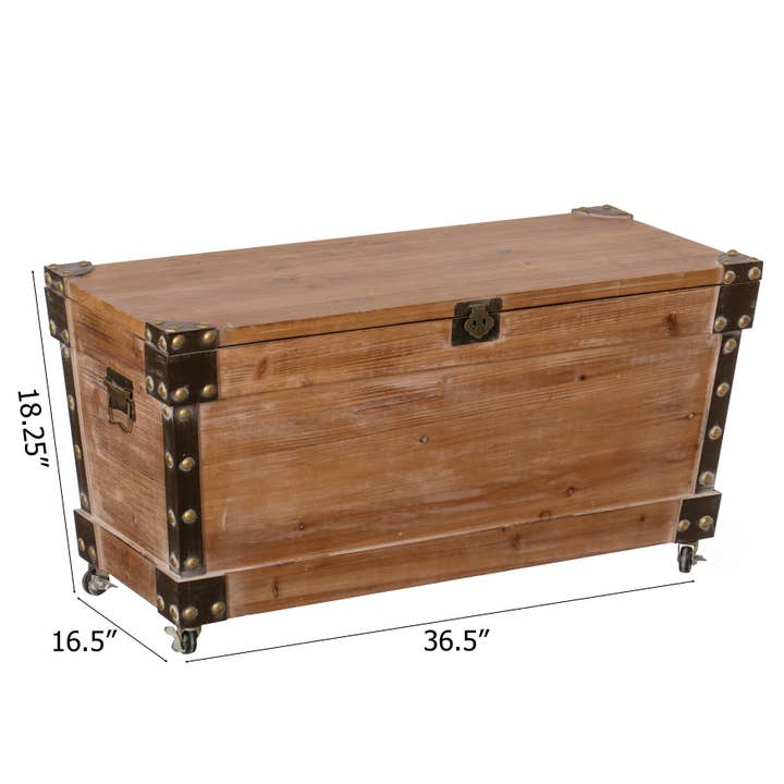 Quickway Imports - Wholesale Bench - Vintiquewise Wooden Storage Trunk Bench with Wheels5
