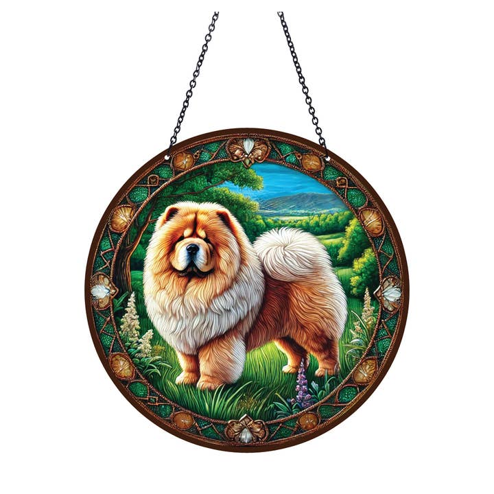 Attrape-soleil Chow Chow en acrylique avec chaîne #SC472 de d'ears pour la vente par d'ears inc.