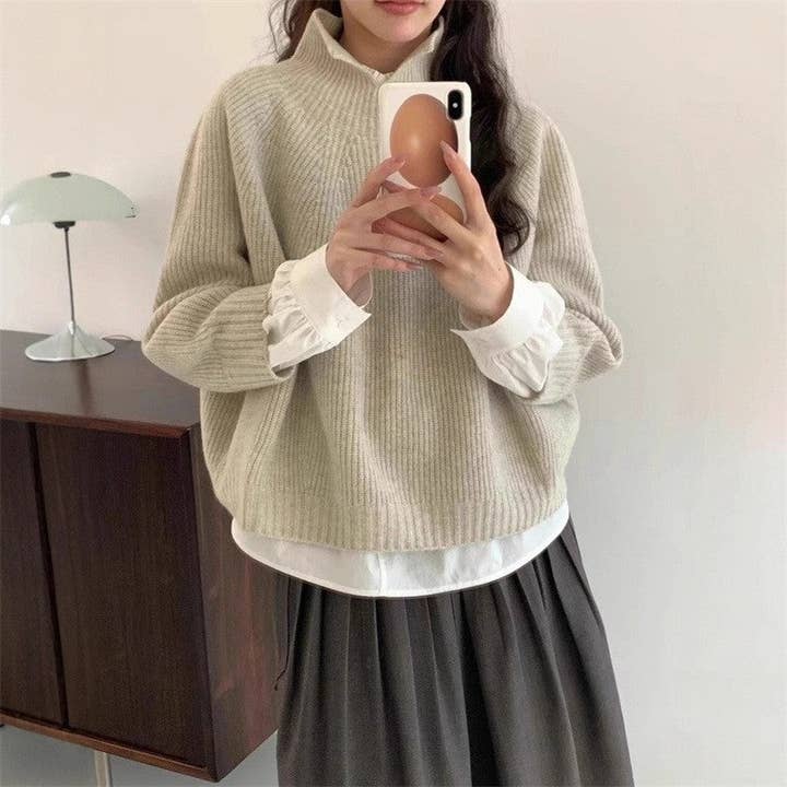 MoodGold - Wholesale Knit Sweater - Women's - Solid Color Raglan Sleeve Pullover Sweater1