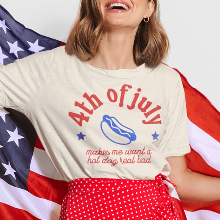 Patriotic Hot Dog Heavyweight Shirt for wholesale by femfetti