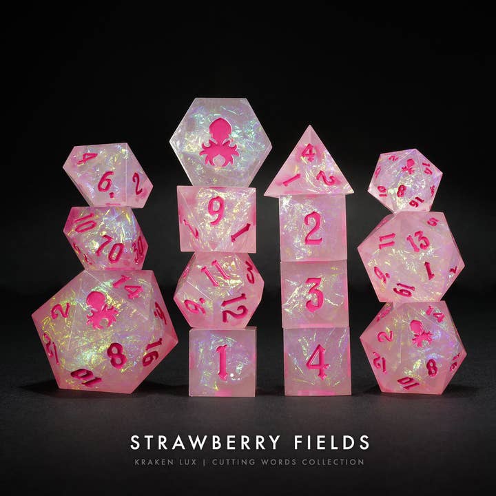 Strawberry Fields: Kraken Lux 14 piezas de dados de aristas afiladas para venta al por mayor de Kraken Dice