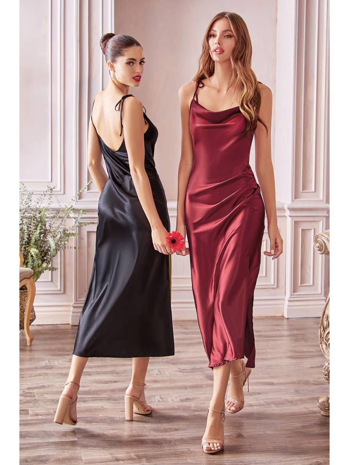 Ladivine by Cinderella Divine - Wholesale Dress - Women's - Slim Fit Satin Midi Dress