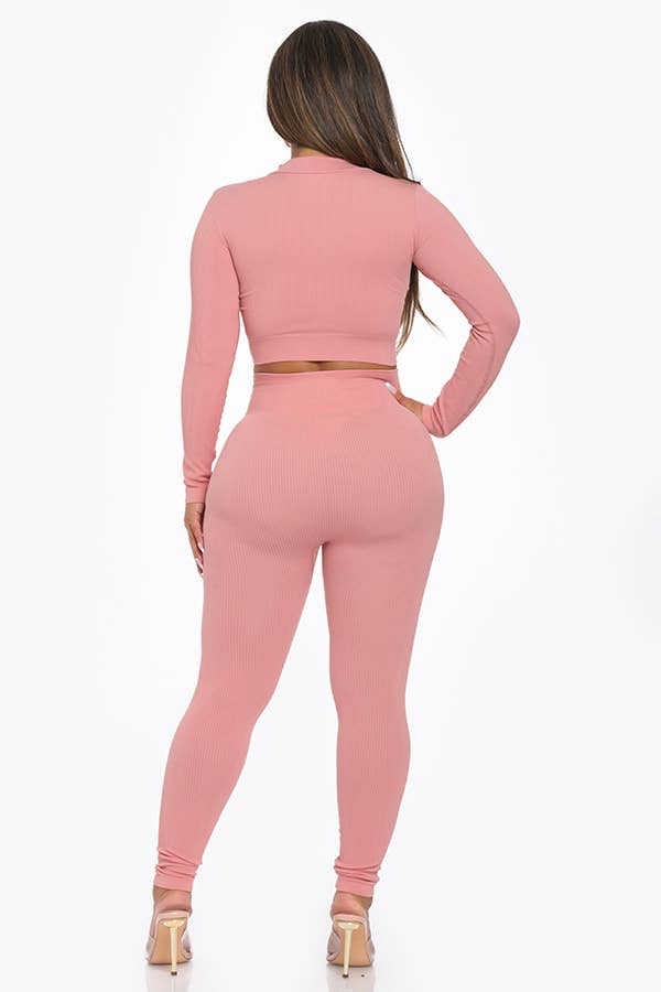 Lime All the Time – Großhandel Set aus Oberteil und Hose (NICHT Loungewear) – Damen – 2-teiliges Set aus Crop-Top und Leggings mit langem Reißverschluss, ohne Nähte7