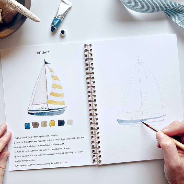 emily lex studio - Wholesale Coloring Book - Adult - seaside watercolor workbook