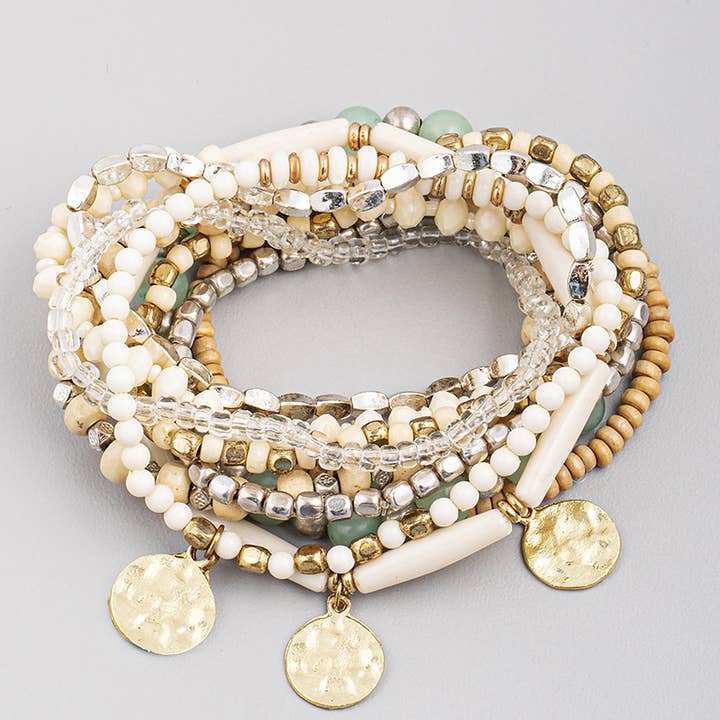 Multi Bead Stretch Assorted Bracelet Set for wholesale by The Looks by Fame Accessories