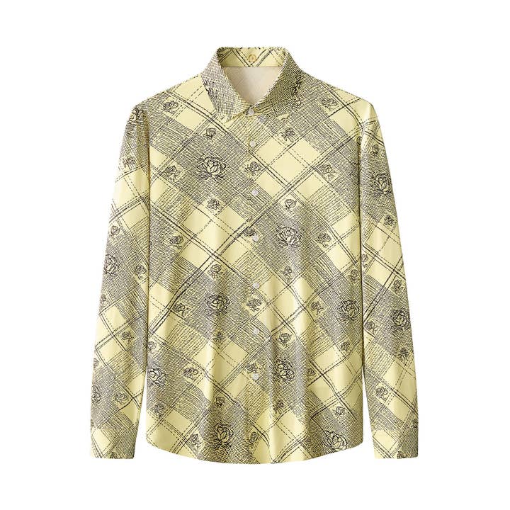 ELS111-Sömlös Rosrutig Skjorta – El Baron-BUTTR för wholesale av BAROCCO