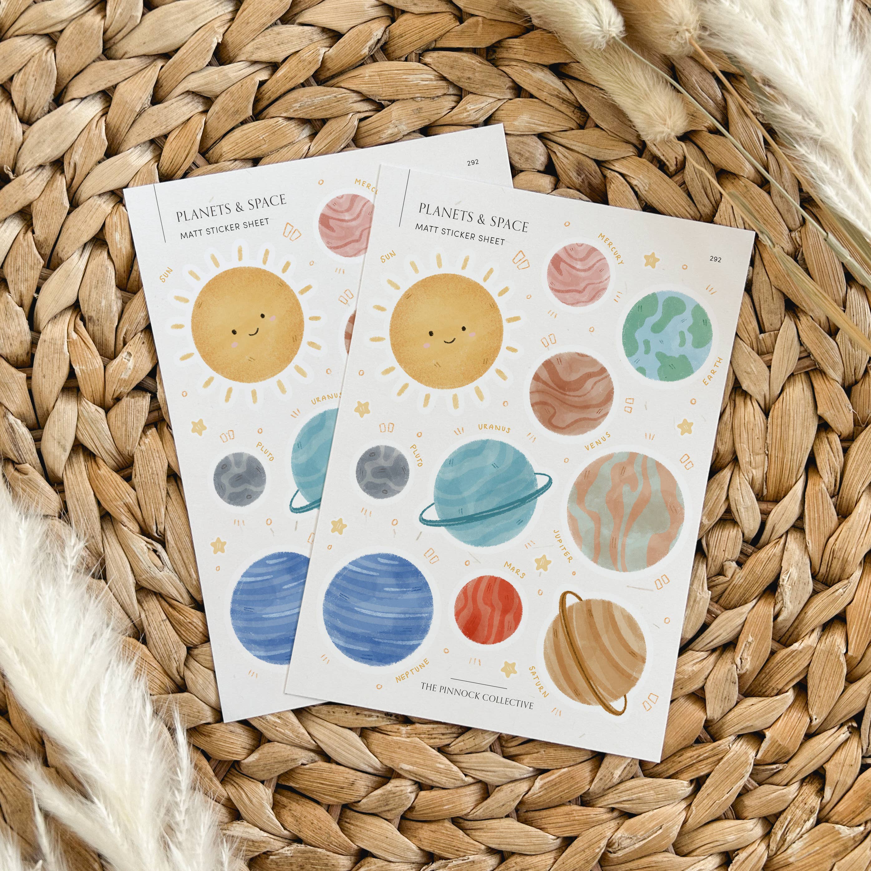The Pinnock Collective – wholesale Sticker – Planets in Space Sticker Sheet1