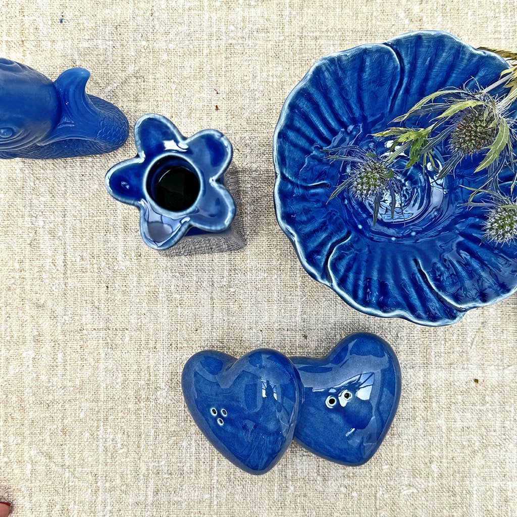 Opjet Paris - Venta al por mayor Juegos de salero y pimentero - Juego de sal y pimienta corazón azul L7 P6,5 H2cm2