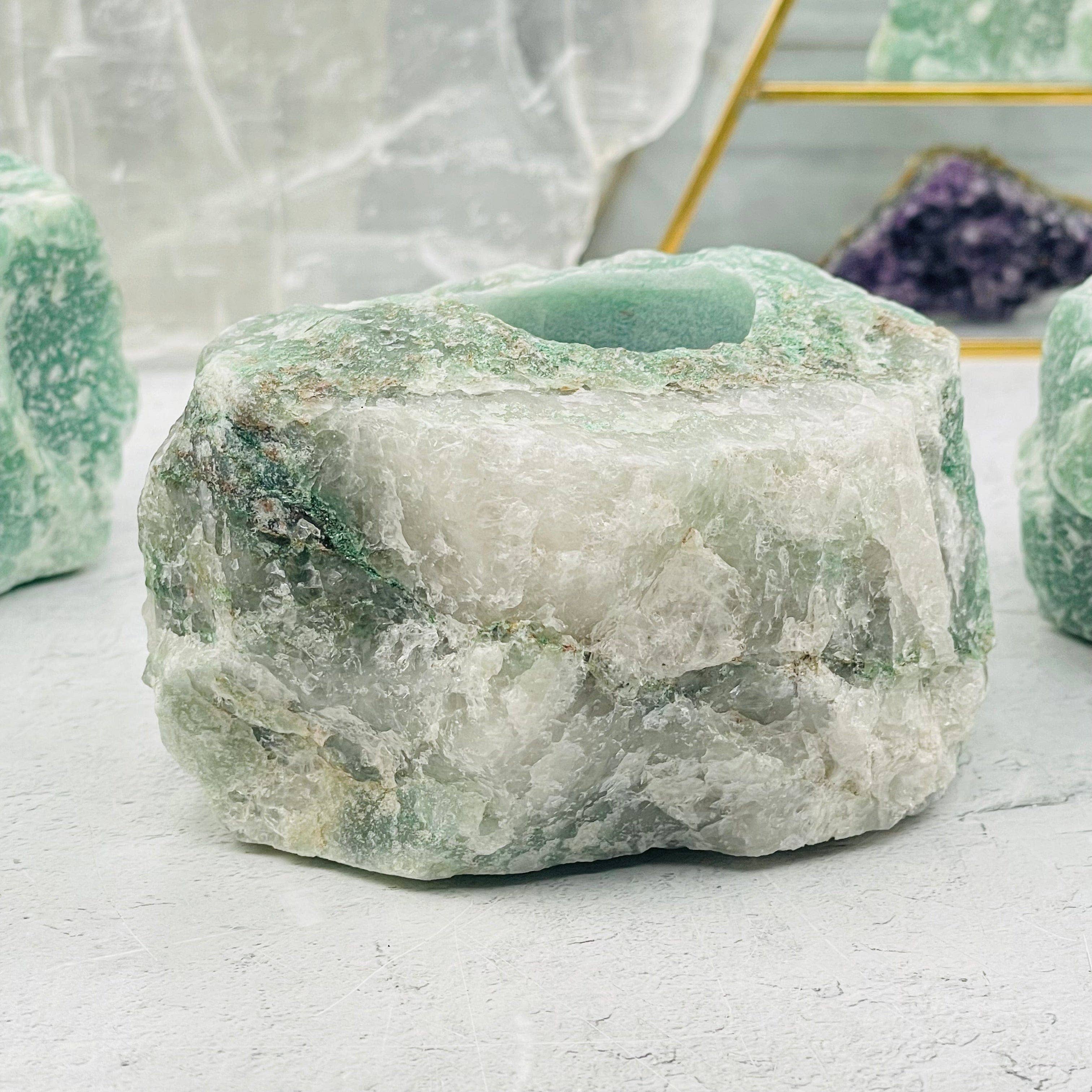 Rock Paradise – Suporte de vela por atacado – Castiçal de Quartzo Verde - Luz de Chá de Vela de Cristal8