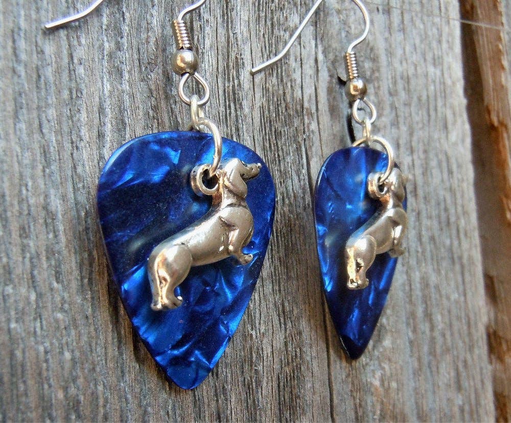 Simply Raevyn - Wholesale Dangle Earrings - Dachshund Charm Guitar Pick Earrings22