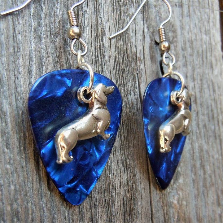 Simply Raevyn - Wholesale Dangle Earrings - Dachshund Charm Guitar Pick Earrings22