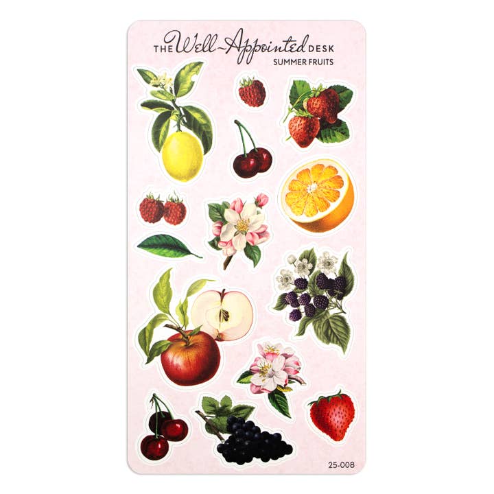 Sommerfrugter Klistermærkeark (25-008) for engroshandel hos The Well-Appointed Desk