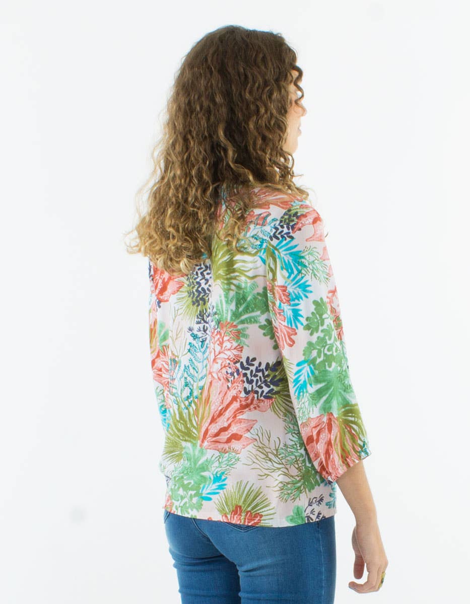 Coline - Vendita all'ingrosso Camicetta - Donna - Blusa stampata in viscosa con maniche 3/4 donna - CH173891