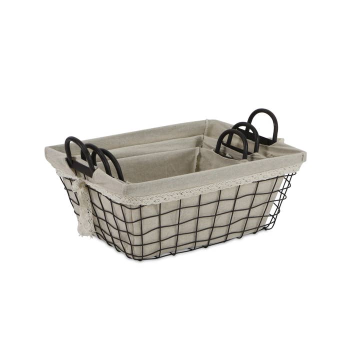 Cheungs Home Decor - Wholesale Basket - Caden Set of 3 Fabric Lined Tapered Metal Wire Baskets