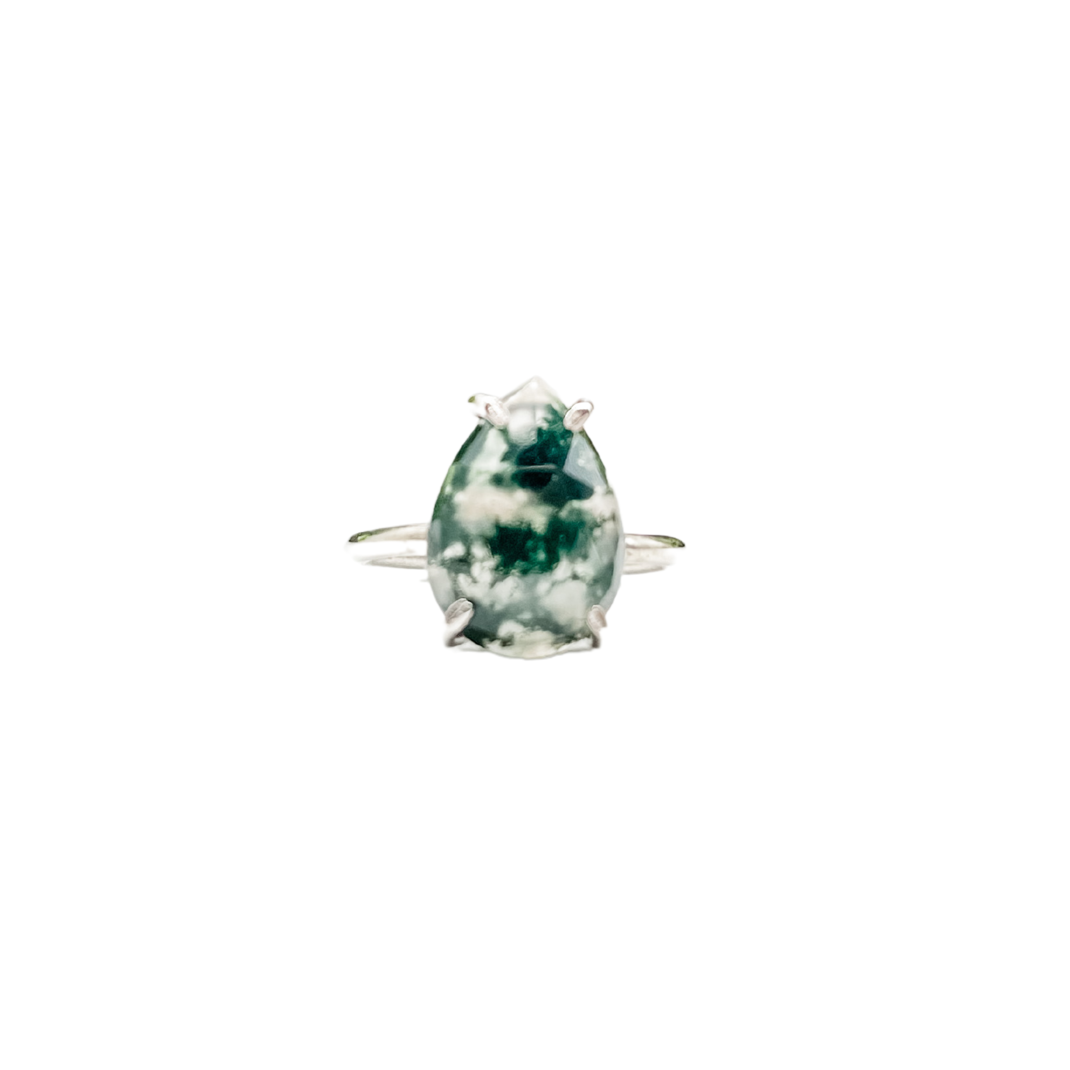 Simply Chic Jewelry - Vente Solitaire - Bague poire en agate mousse1