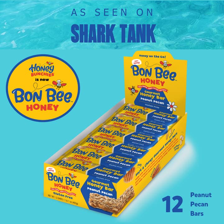 Honey Bunchie, LLC - Wholesale Snack Bar - Bon Bee Gourmet Honey Bar, Peanut Pecan (12 ct)