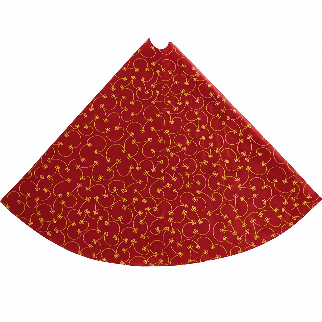 Fennco Styles - Wholesale Tree Skirt - Gold Embroidered Burgundy Christmas Tree Skirt4