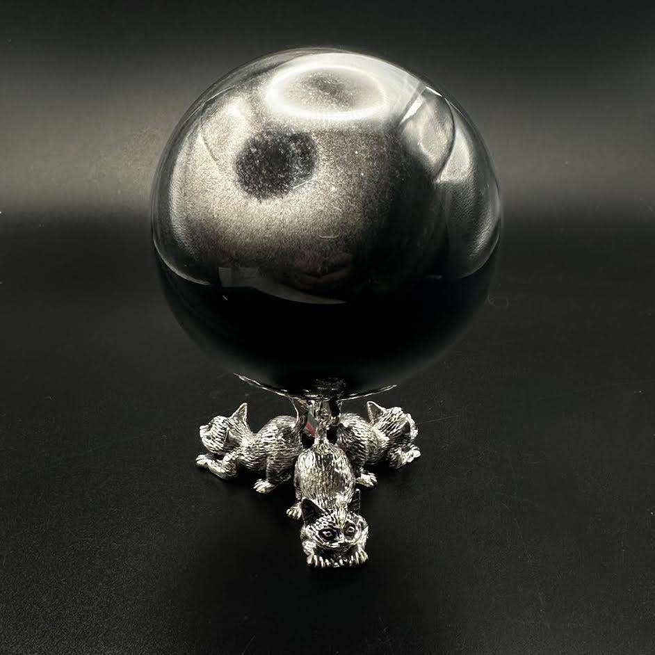 The Crystal Tabby - Wholesale Decorative Tabletop Object - Tiny Cat Stand - SILVER1