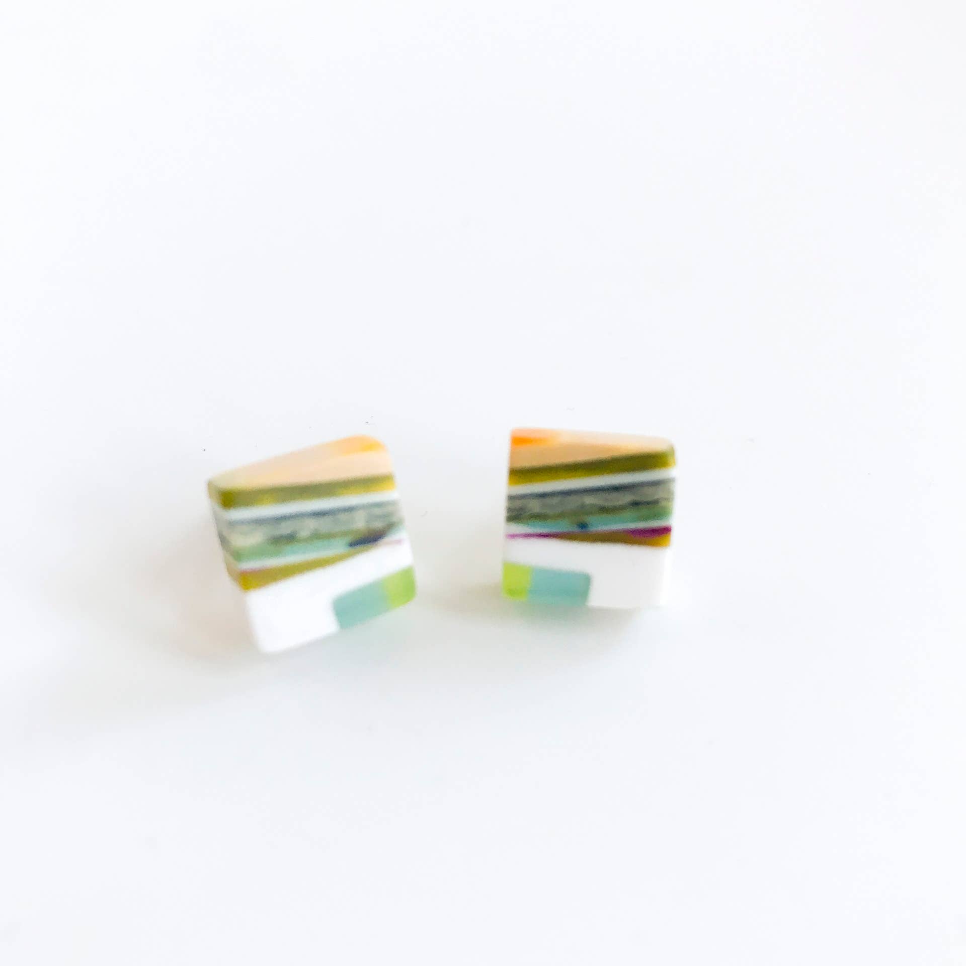 Belart Fair Trade - Wholesale Stud/Post Earrings - Poly-Resin Square Mosaic Stud Earrings - Mini1