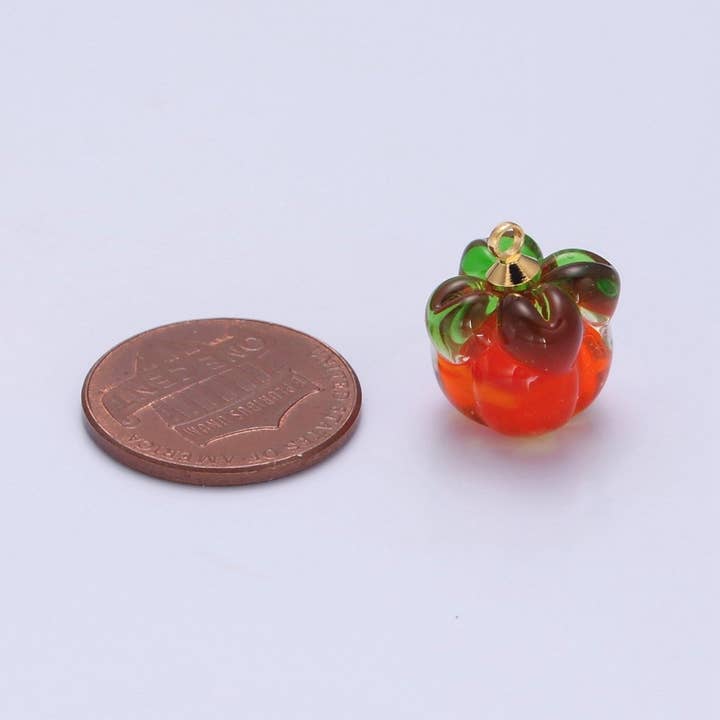 Aim Eternal - Wholesale Individual Charm/Pendant - Mini Red Tomato Fruit Vegetable Foodie Inspired Glass Charm | W-1992