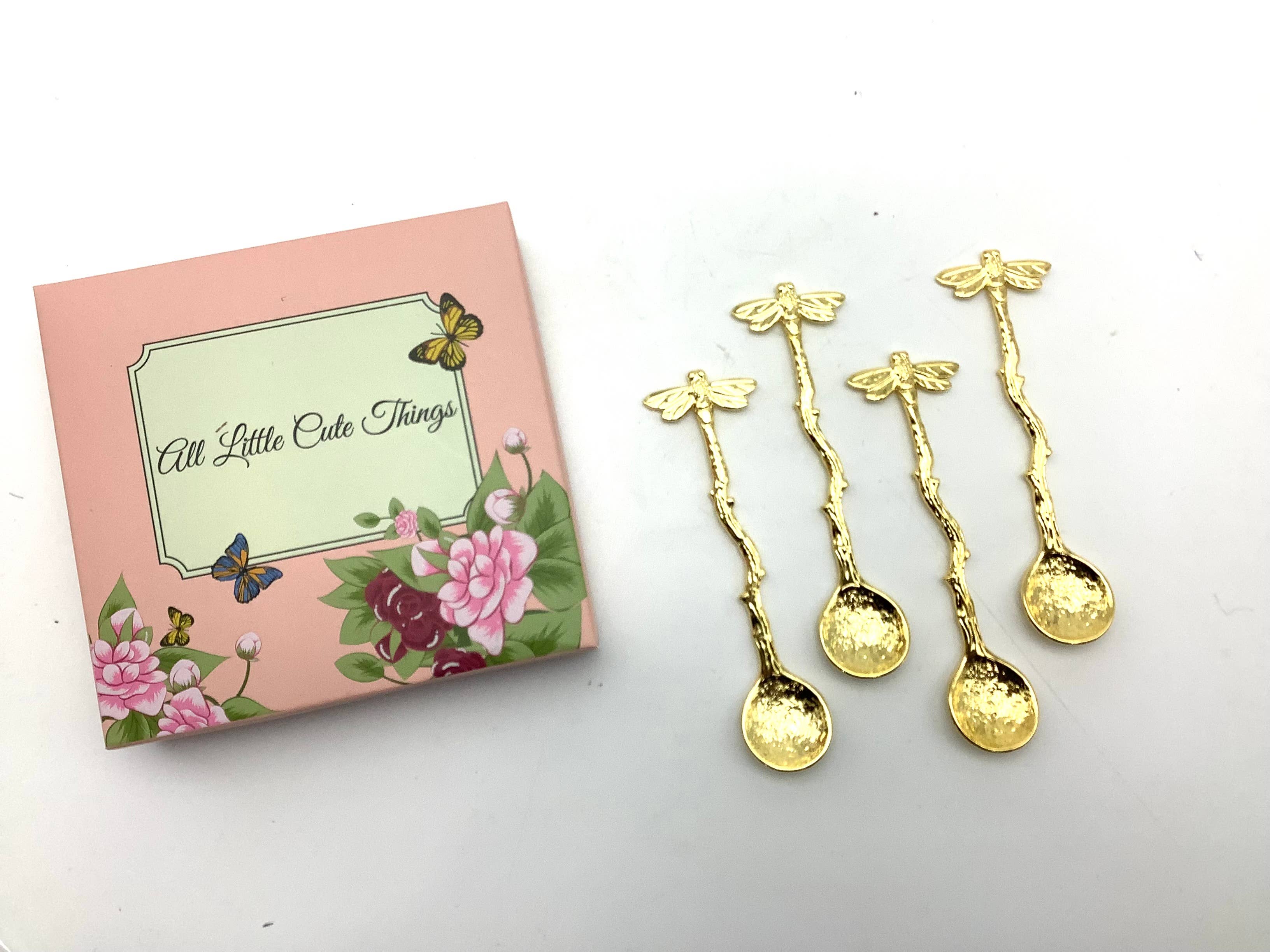 All Little Cute Things – Großhandel Esslöffel (Besteck) – Vergoldeter Löffel Schmetterlingsgriff Geschenkbox Tee Kaffee0