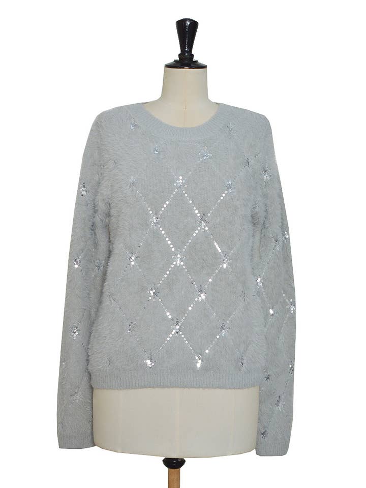 ELLI WHITE – wholesale Knitted jumper – Women′s – Knit sweater with sequin pattern3