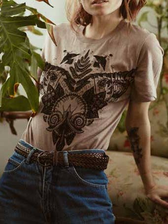 Solstice Handmade - Wholesale Screen Printed T-Shirt - Women's - Secret Garden Organic Cotton T shirt - Earth
