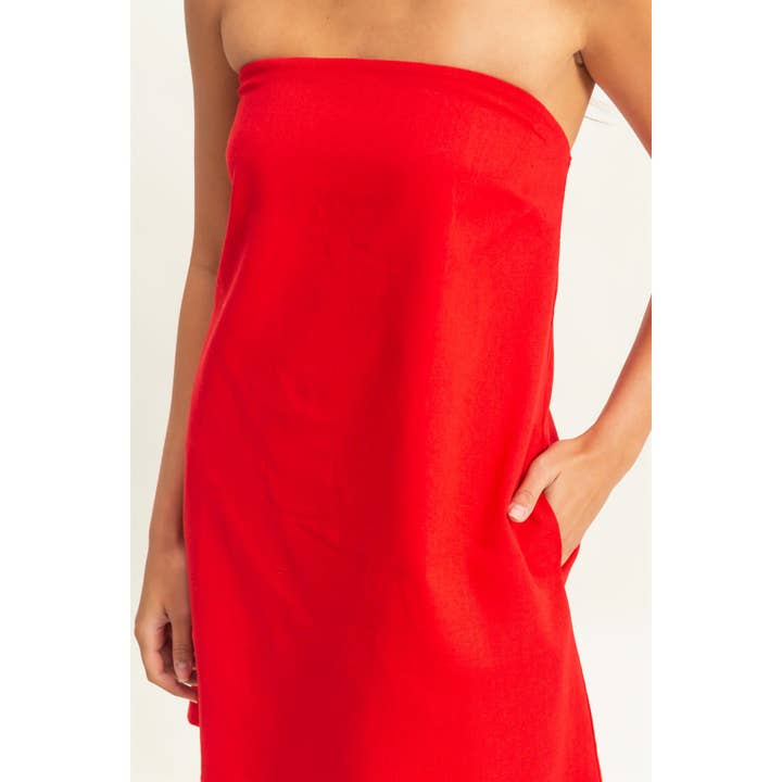 HYFVE - Wholesale Dress - Women's - DZ25E041-Sand Washed Strapless Mini Dress