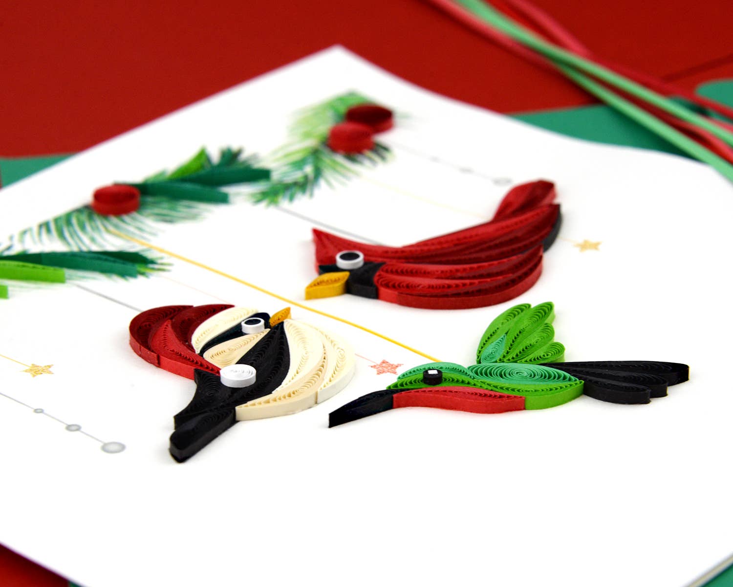 Quilling Card - Vendita all'ingrosso Biglietti di auguri di Natale - Ornamenti per uccelli2