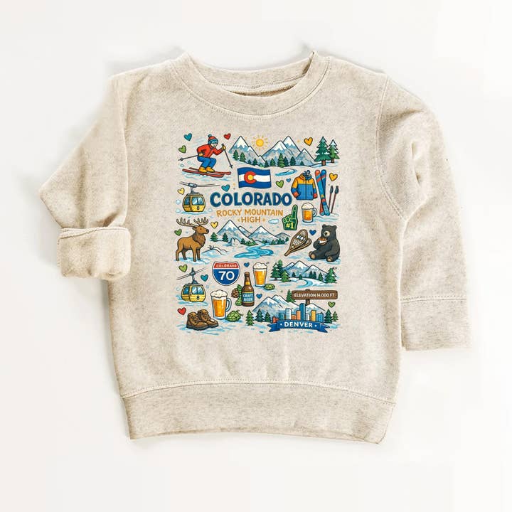 Colorado Kids Sweatshirt – Rocky Mountain State Icons for wholesale by EnjoyMyDesign