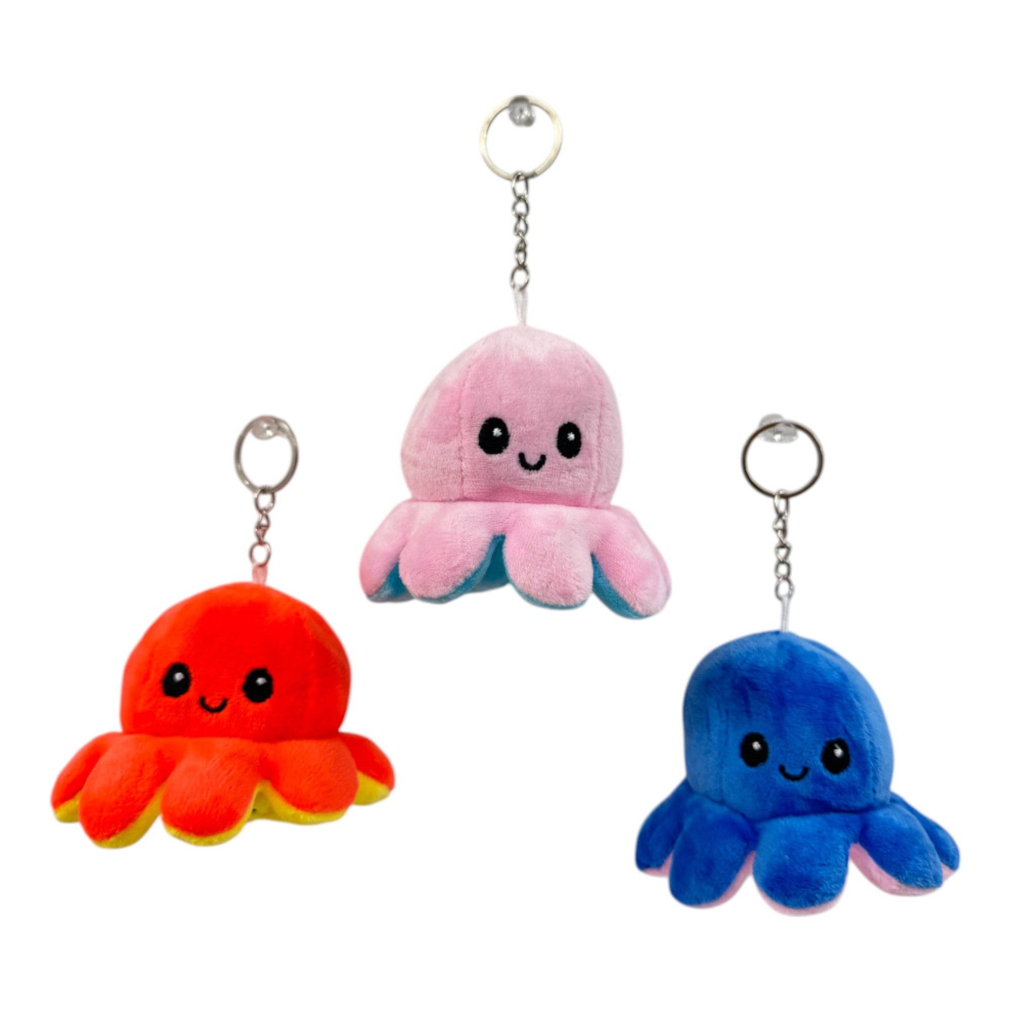 ASSORTITI Portachiavi Pupazzo di Peluche Polpo Reversibile KC1125-1 (12PC) in vendita all'ingrosso su Faire6