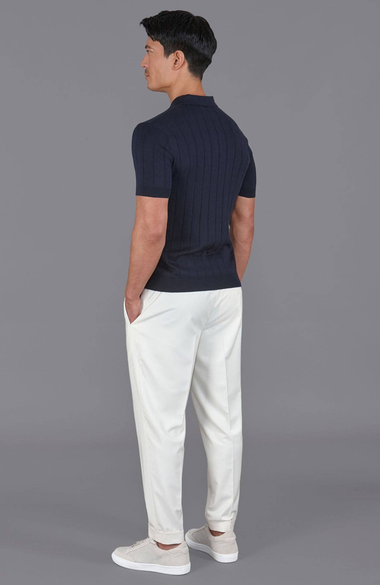 Paul James Knitwear - Wholesale Polo - Men's - Mens Ultra Fine Cotton Selection Knit Buttonless Polo Shirt4