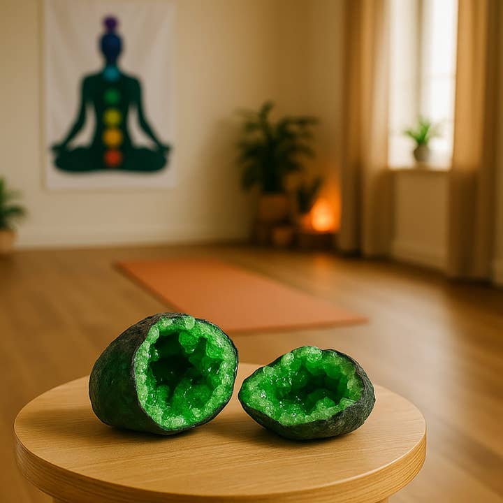 Etnico del Mondo - Wholesale Spiritual Stone/Crystal - Natural Green Geode Raw Crystal Decorative Cut1