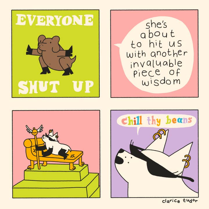 Stampa di cartoline a fumetti Chill Thy Beans per la vendita all'ingrosso da parte di Clarice Tudor