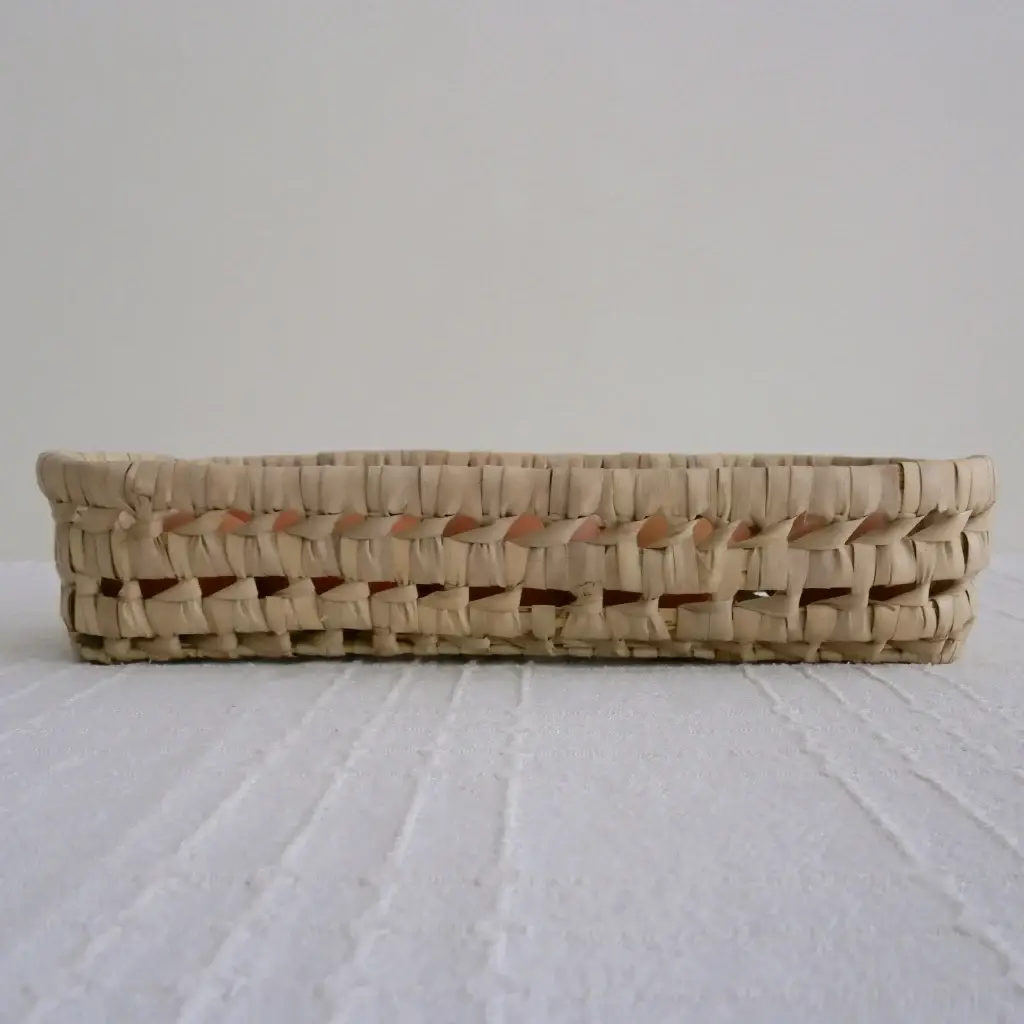 High crafty - Wholesale Decorative Tray - 🧺 Long Open Weave Oval Tray – Handwoven Palm Leaf Storage T2