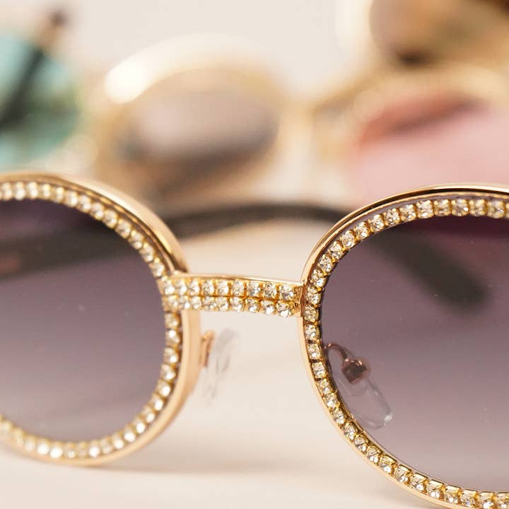 ASSORTED COLOR Women Luxury White Crystal Sun Glasses for wholesale on Faire5