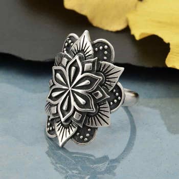 Sterling Silver Adjustable Ring with Black Crystals