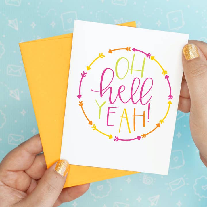 Hell Yeah Congrats Funny Recycled Greeting Card for wholesale by Colette Paperie